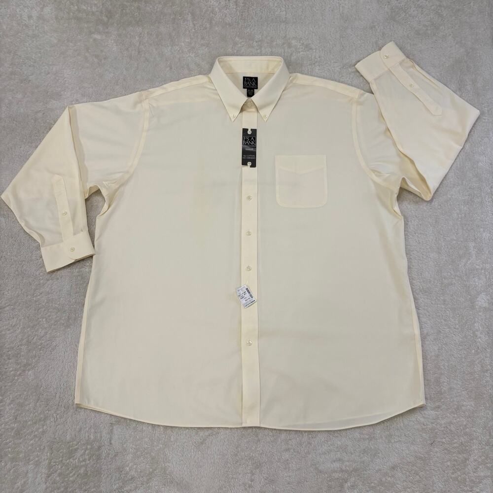 Jos A Bank Mens 18.5 35 Traveler Ivory Dress Shirt Traditional Fit NWT Cotton